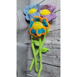 Smiling Face Flower Plush Fabric Polk Dot Checked Bendable 25 In Long Lot 3